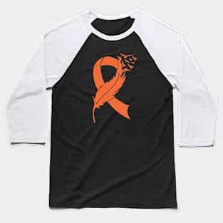 Feather Orange Ribbon, Leukemia Kidney Cancer Baseball T-Shirt